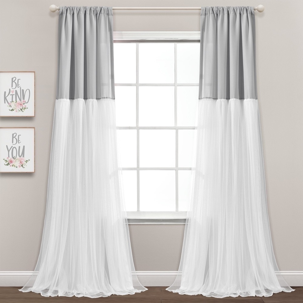 Lush Decor Tulle Skirt Colorblock Window Curtains